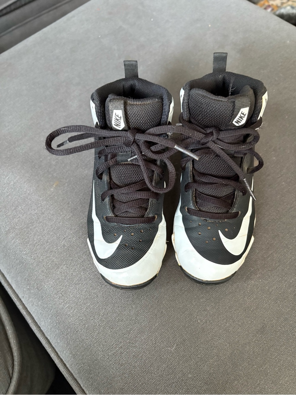 Nike Kids Black and White High-Top Baseball Cleats